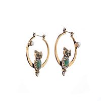 Серьги Alcozer&J, сова с изумрудом, жемчугом и Swarovski, AL-O38-26-1-R золотистый