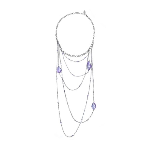 Колье Lanzerotti, Iris, с аметистом и кристаллами, LZ-26.03-073 фиолетовый