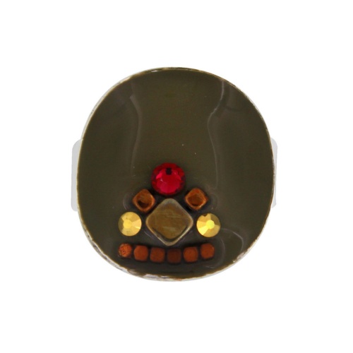Кольцо TARATATA, Sirocco, разъемное, со смолой, бусинами, стразами, TT-W24-07432-107 зеленый фото 2