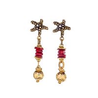 Серьги Alcozer&J, с кораллом и жемчугом, AL-O38AN25-R красный