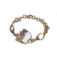 Браслет Alcozer&J, жемчуг, гранат, кристалл Swarovski, AL2502-B88GS24 белый