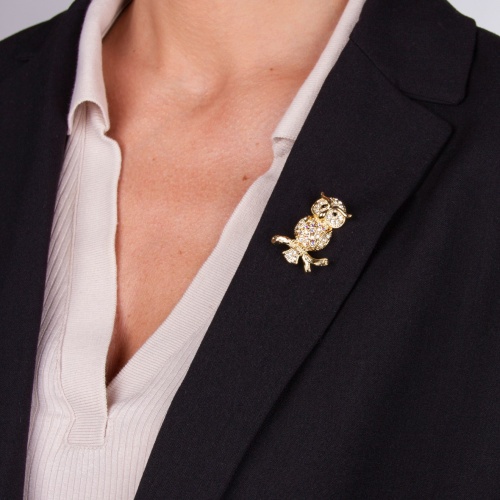 Брошь Moon Paris, Nord, филин, с кристаллами, MoS-22.03-006 золотистый фото 2