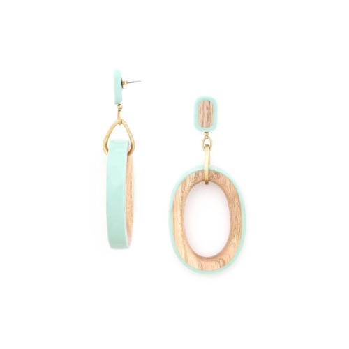Серьги Nature Bijoux, Mississippi, с цветной эмалью и деревом, NB25.1-12-79964 бирюзовый фото 2
