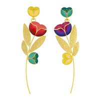 Серьги TARATATA, Crocus, асимметричные,цветная смола,микрошарики, TT-H24-02956-20M золотистый