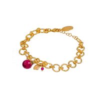 Браслет Lanzerotti, Erbario, рубин, бутон розы, Византийская цепь, LZ-26.02-036 розовый