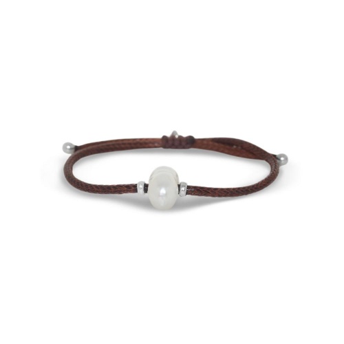Браслет Nature Bijoux, Bora Bora, кожаный, с жемчугом, NB26.2-13-44692 коричневый