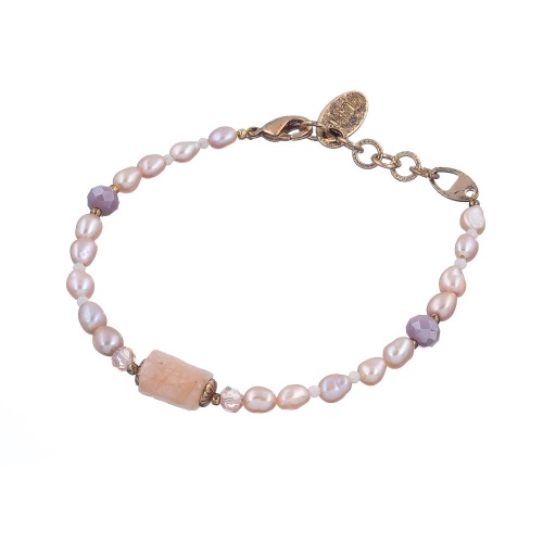 Браслет Lanzerotti, Pesca, жемчуг, морганит, кристаллы, LZ-24.05-261 розовый