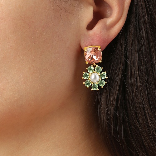 Серьги Dyrberg Kern POPPY SG LIGHT GREEN / PEACH / WHITE PEARL, 460079 фото 2
