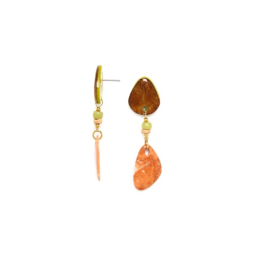 Серьги Nature Bijoux, Connemara, лист в смоле, кокос, жад, яшма, NB23.1-12-78143 коричневый фото 2