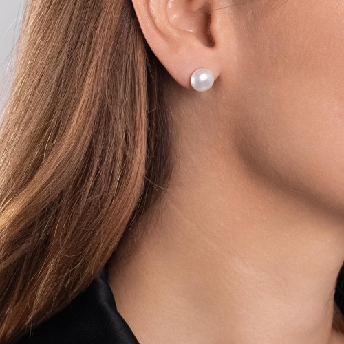 Пуссеты Moon Paris, с жемчугом, Mo-Y24.11-073 белый фото 2