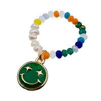 Кольцо Moon Paris, Kids, стрейч, жемчуг, кристаллы, смайл, MK-23.03-017 зеленый