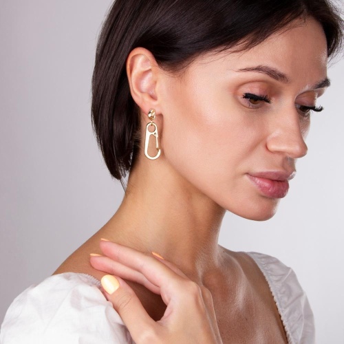 Серьги Moon Paris, Ringo, с подвеской-карабин, MR-22.04-150 золотистый фото 3