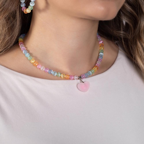 Колье Lanzerotti, Hello babe!, с селенитом и подвеской-сердцем, LZ-25.07-204 розовый фото 4