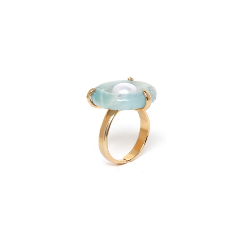Кольцо Nature Bijoux, Honolulu, разъемное, с амазонитом и жемчугом, NB24.1-19-25116 голубой фото 2