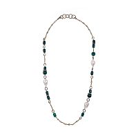 Колье Alcozer&J, с малахитом и жемчугом, AL-C58AM25-R зеленый