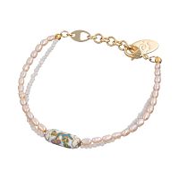 Браслет Lanzerotti, Pesca, двойной, жемчуг, бусина, кристаллы, LZ-24.05-266 розовый