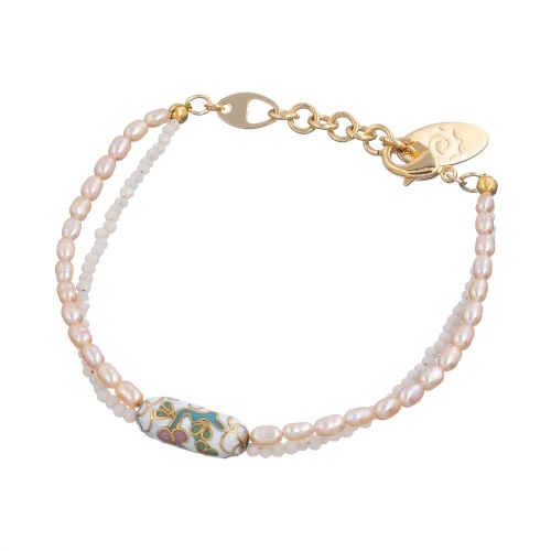 Браслет Lanzerotti, Pesca, двойной, жемчуг, бусина, кристаллы, LZ-24.05-266 розовый