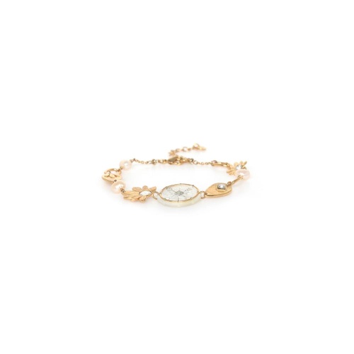 Браслет Franck Herval, Fiona, с жемчугом, перламутром и Swarovski, FH26.2-13-73463 золотистый