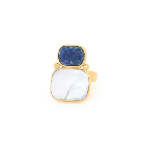 Кольцо Nature Bijoux, Cobalt, разъемное, с лазуритом и перламутром, NB24.2-19-25690 синий