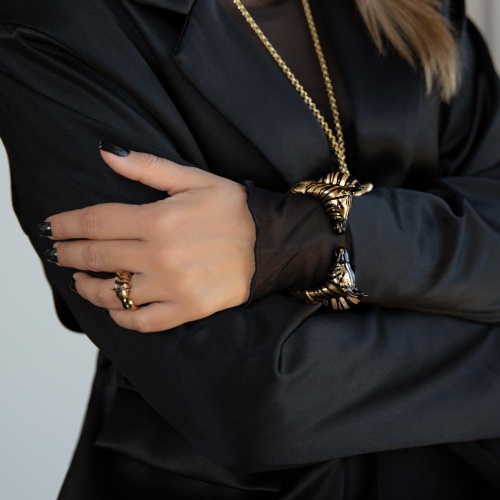 Браслет Polina Firenze, кафф, зебра с кристаллами и эмалью, PF25.2-BR4286 золотистый фото 7