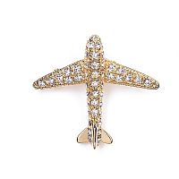 Брошь Moon Paris, Nord, самолёт, с кристаллами, MoS-22.03-020 золотистый