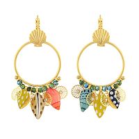 Серьги TARATATA, Archipel, асимметричные, смола, стразы, бусины, TT-E24-03726-20M золотистый