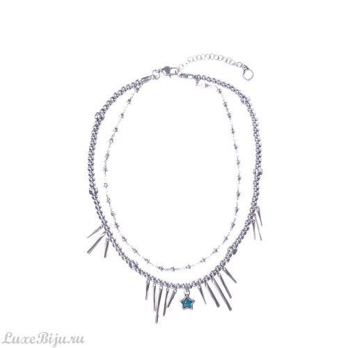 Колье Ciclon, Perseida, двойное, со звездами, муранское стекло, CN-222810 бирюзовый