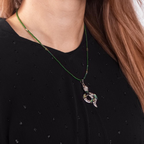 Колье Lanzerotti, Verde, жад, кристаллы, змея с гелиотисом, LZ-24.12-564 зеленый фото 3