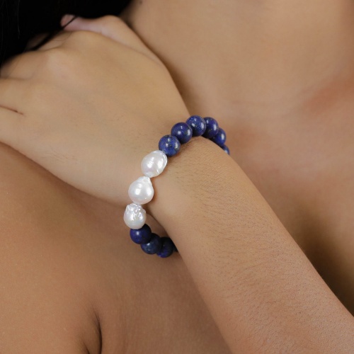 Браслет Nature Bijoux, Pacifique, стрейч, с жемчугом и лазуритом, NB26.1-13-44541 синий фото 2