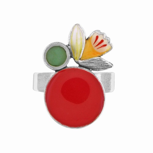 Кольцо TARATATA, Jonquille, разъемное, с цветной смолой и агатом, TT-W24-01403-103 красный фото 4