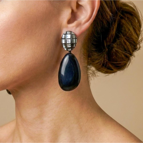 Серьги Nature Bijoux, Rivoli, с перламутровой мозайкой и рогом, NB26.2-12-90743 черный фото 2
