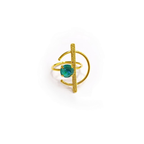 Кольцо Catherine Bijoux, Half moon, разъемное, с кристаллом, CB25.1-5356DG мятный