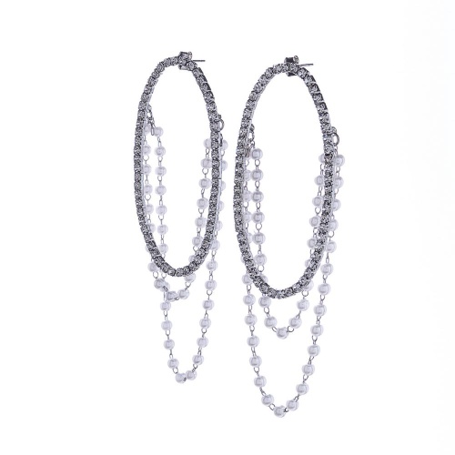 Серьги Moon Paris, Bohemia, с кристаллами и акриловыми бусинами, MB-22.12-021 серебристый