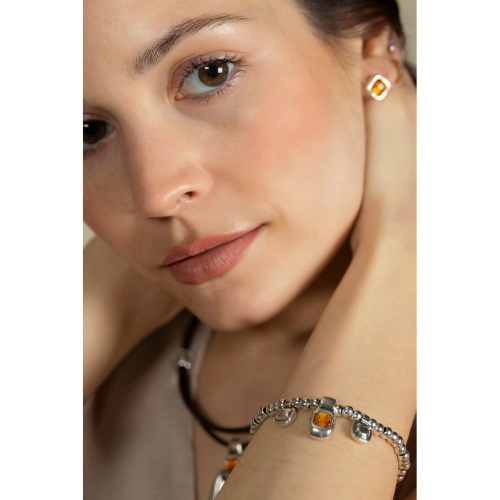 Браслет Ciclon, Kubik Charm, стрейч, металл, с муранским стеклом, CN-243112 черный фото 2