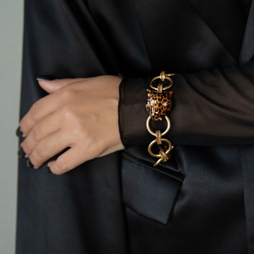 Браслет Polina Firenze, ягуар с кристаллами и эмалью, PF25.2-BR1599 коричневый фото 2