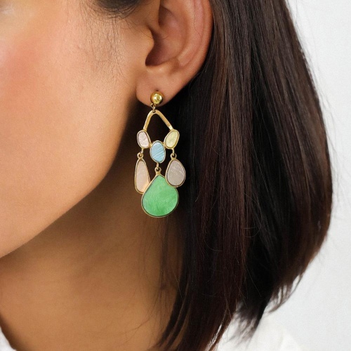 Серьги Franck Herval, Victoire, с ракушками Capiz в смоле, FH24.1-12-68807 зеленый фото 3