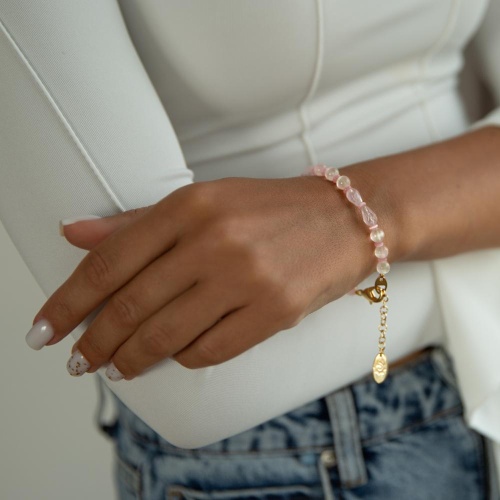 Браслет Lanzerotti, Anne with an E, с кварцем, селенитом и кошачьим глазом, LZ-25.08-233 розовый фото 2