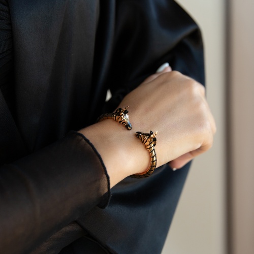 Браслет Polina Firenze, кафф, зебра с кристаллами и эмалью, PF25.2-BR4287 золотистый фото 2