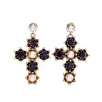 Серьги Celeste G, крест с кристаллами Swarovski и жемчугом, CS26.1-2183 черный
