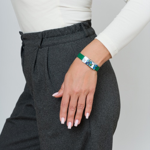 Браслет Fiore Luna на зеленом кожанном ремешке, CB03599-15A фото 4