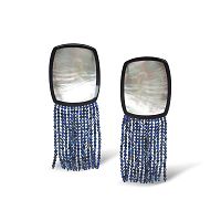 Серьги Nature Bijoux, Calypso, с рогом, перламутром и лазуритом, NB26.2-12-90721 серый