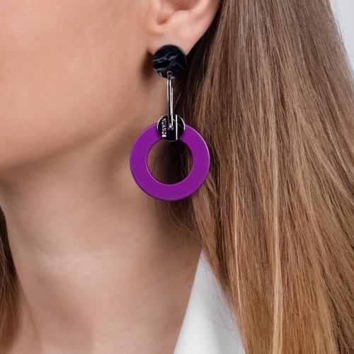 Серьги Nuance, асимметричные, с подвеской-кольцом, NFN-24.04-056 фиолетовый фото 3