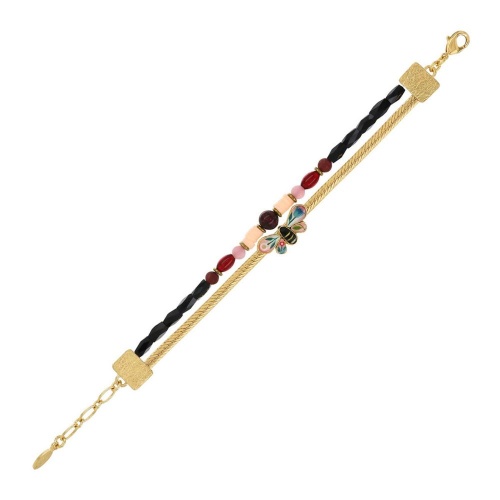 Браслет TARATATA, La via en rose, со смолой,краской,бусинами и агатом, TT-H24-06309-205 розовый