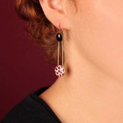 Серьги TARATATA, Magnolia, цветная смола, рисунок, золотая краска, TT-H25-08770-203 красный фото 2