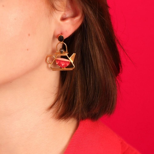 Серьги TARATATA, Cannelle, с цветной смолой и стеклянными бусинами, TT-E24-01908-20M золотистый фото 5