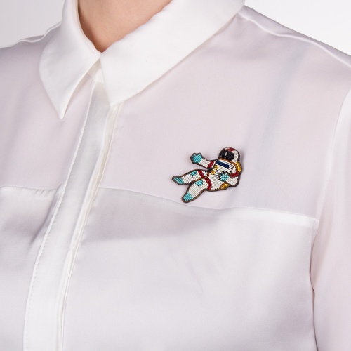 Брошь Moon Paris, космонавт из текстиля, Mo-22.03-019 белый фото 2