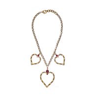 Колье Celeste G, с сердцами и кристаллами Swarovski, CS25.1-2041 красный