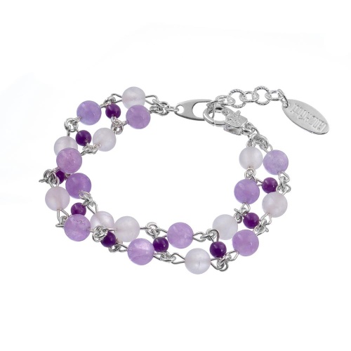 Браслет Lanzerotti, Monroe, аметист, розовый кварц, фосфосидерит, LZ-23.07-264 сиреневый