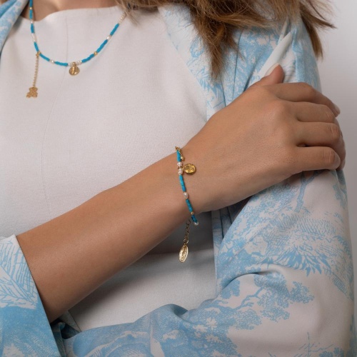 Браслет Lanzerotti, Marino, с жемчугом, бирюзой и перламутром, LZ-25.06-134 голубой фото 3