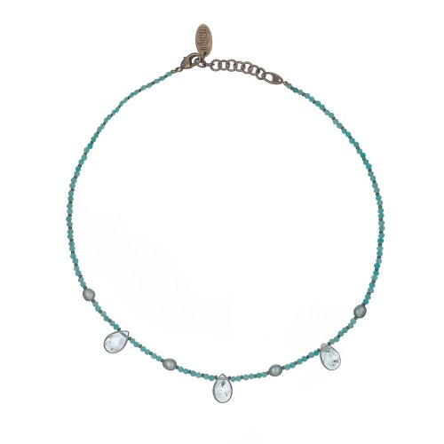 Колье Lanzerotti, Ispirazione, амазонит, жемчуг, пренит, LZ-24.10-383 бирюзовый